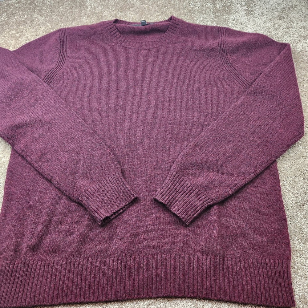 Banana Republic Mens Large Burgundy 100% Extra Fine Merino Wool Crewneck Sweater
